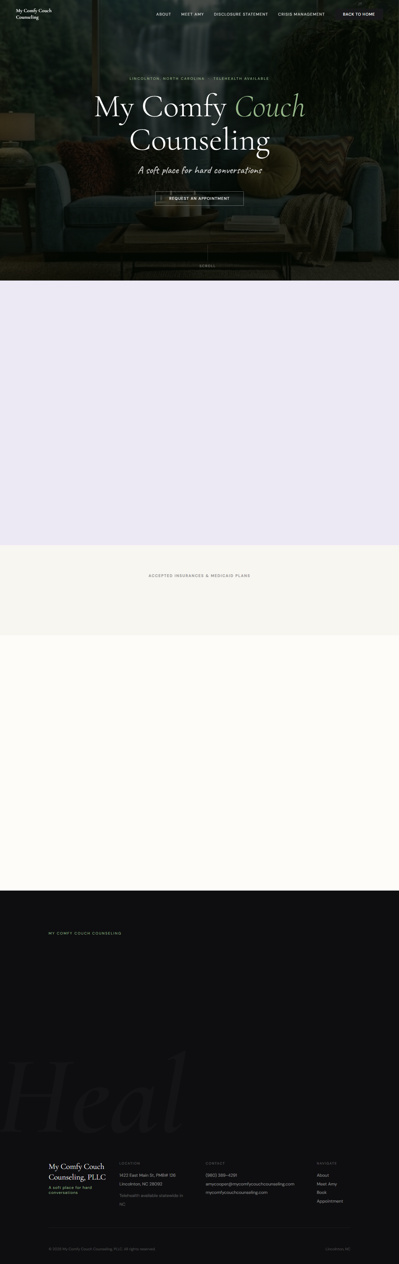 My Comfy Couch Counseling website screenshot
